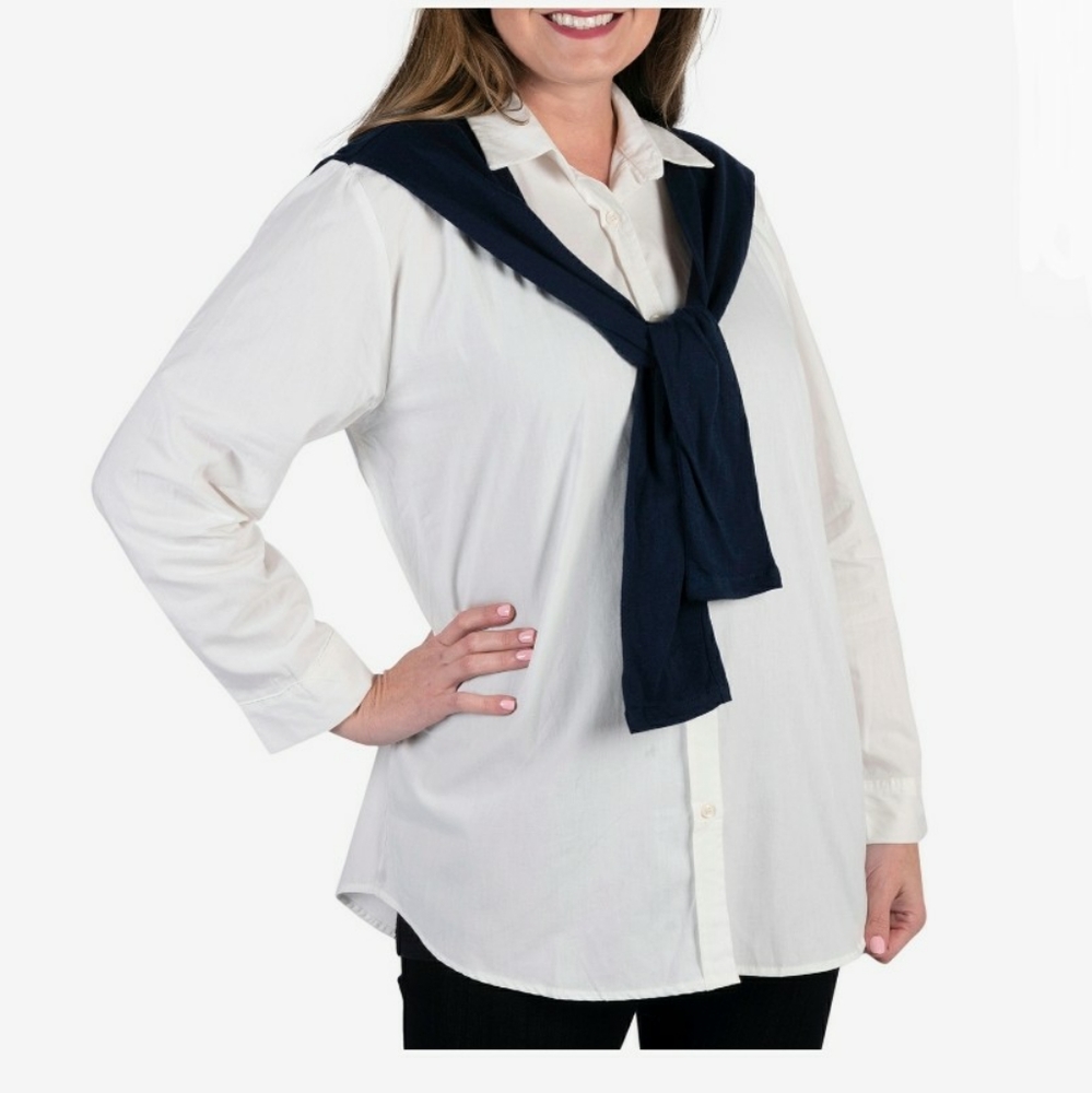 NWT Cotton Blouse w/attached Scarf